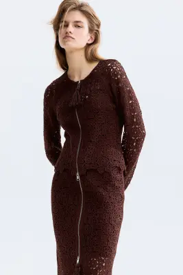 Gilet façon crochet - Marron foncé — photo 2