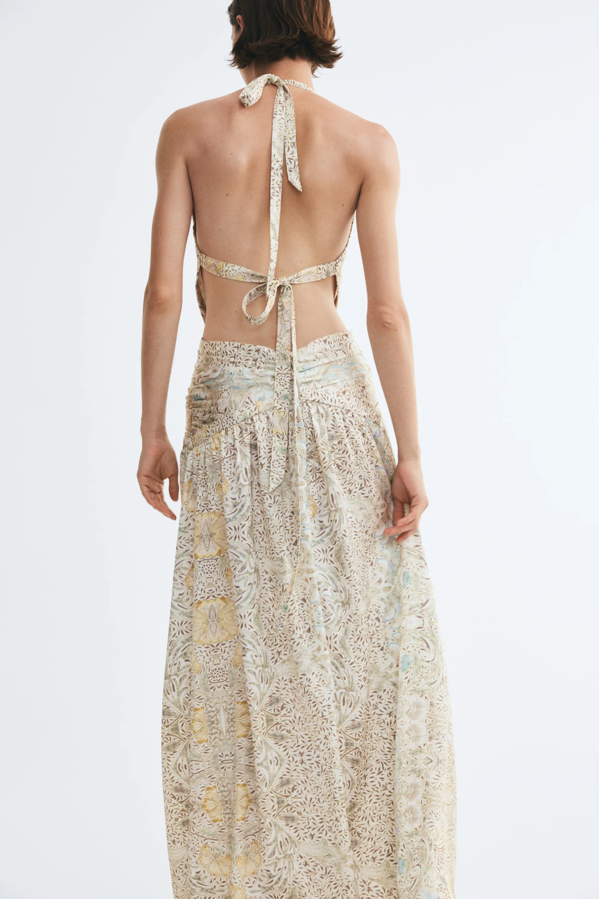 Robe dos nu - Beige/fleuri