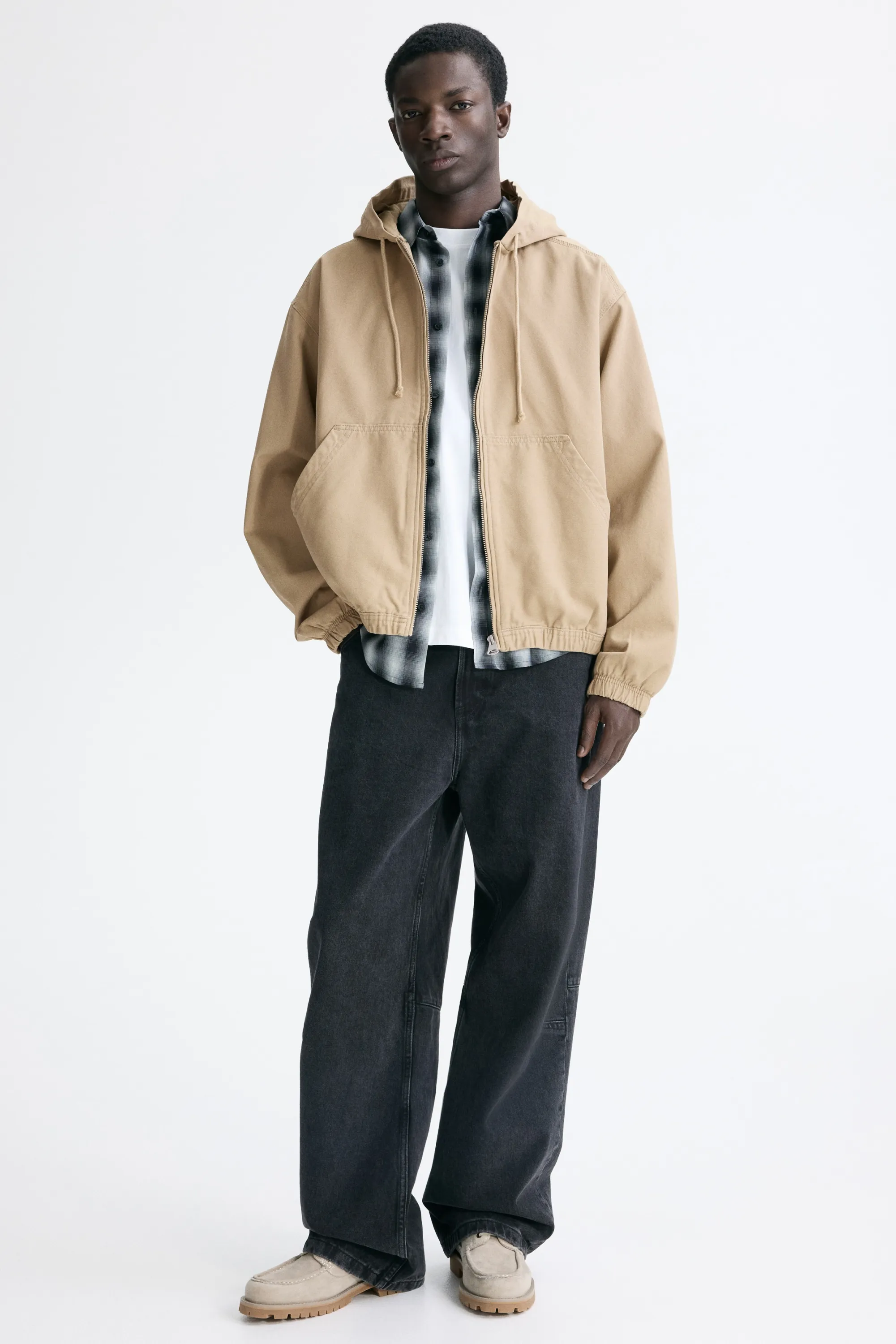 Veste workwear à capuche - Beige