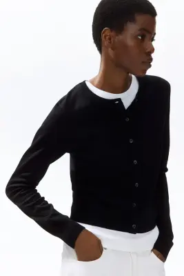 Gilet en maille fine - Noir — photo 3