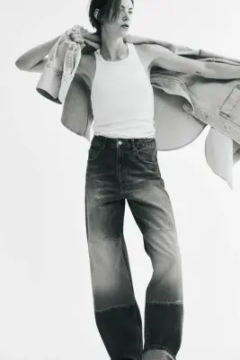 Jean avec détails patchwork - Bleu denim/color block — photo 3
