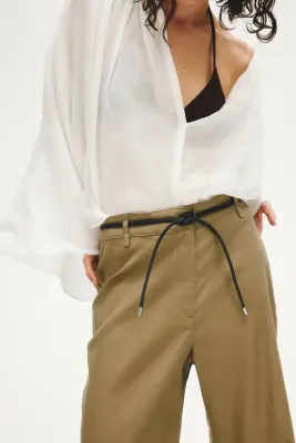 Pantalon bootcut en lin mélangé - Vert kaki — photo 2