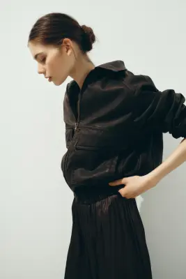 Veste en tissu enduit - Marron foncé — photo 3