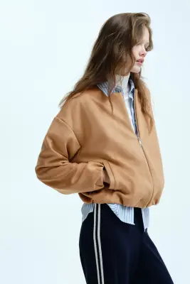 Veste oversize en jersey - Beige foncé — photo 2