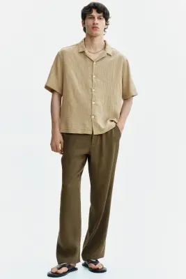 Chemise Relaxed Fit en mousseline - Jaune ancien — photo 1