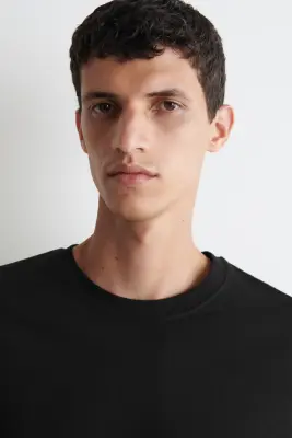 PULL EN COTON COUPE REGULAR - NOIR — photo 3