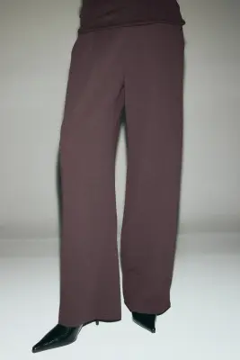 Pantalon large - Marron foncé — photo 1