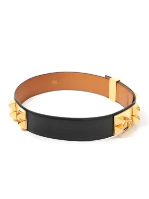 Ceinture collier de chien en cuir noir et détails dorées Prix boutique 3400€ — photo 3