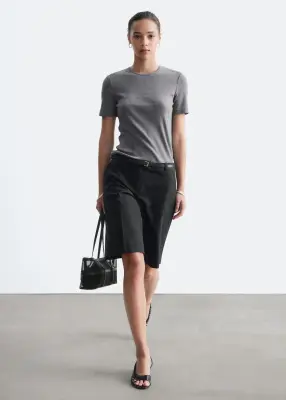 T-shirt côtelé - Gris chiné — photo 1