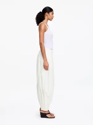 Pantalon bouffant en coton - Blanc — photo 3
