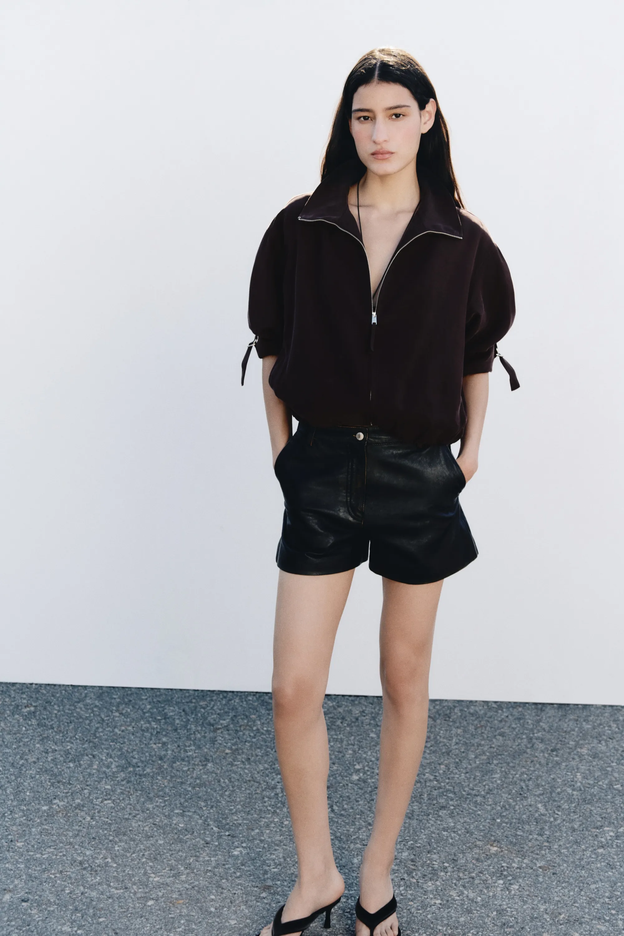 Veste oversize avec base à effet boule - Marron foncé