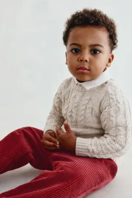 Pantalon en velours de coton côtelé - Rouge — photo 2