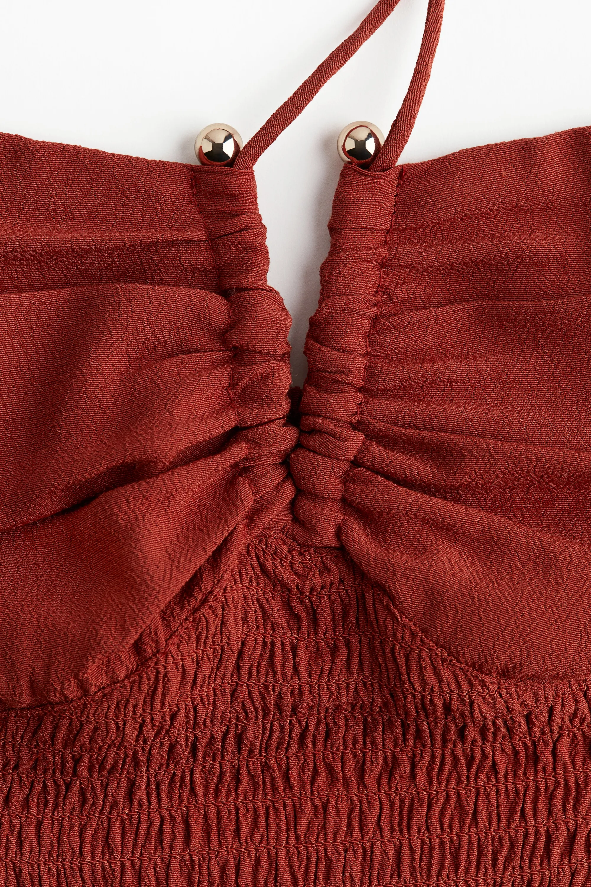Robe dos nu smockée - Rouge rouille