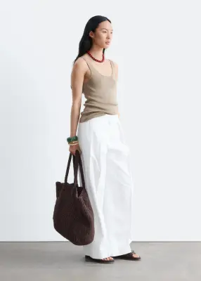 Pantalon plissé en coton et lin - Blanc — photo 3
