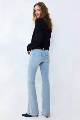 Flared Low Jeans - Bleu denim clair — photo 3
