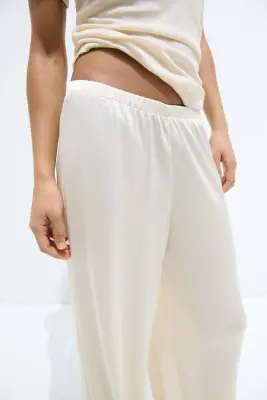 Pantalon en jersey avec taille élastique - Crème — photo 2