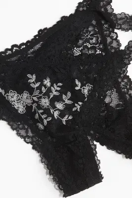 Lot de 2 strings Tanga en dentelle - Noir — photo 4
