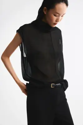Pantalon droit avec ceinture - Noir — photo 2