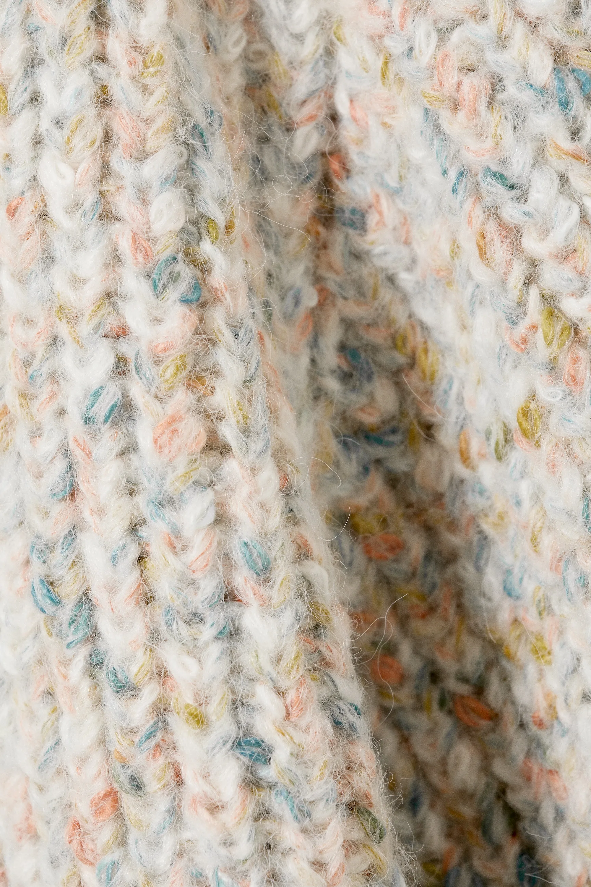 Oversized Knitted Turtleneck Sweater - Blanc - Multicolore