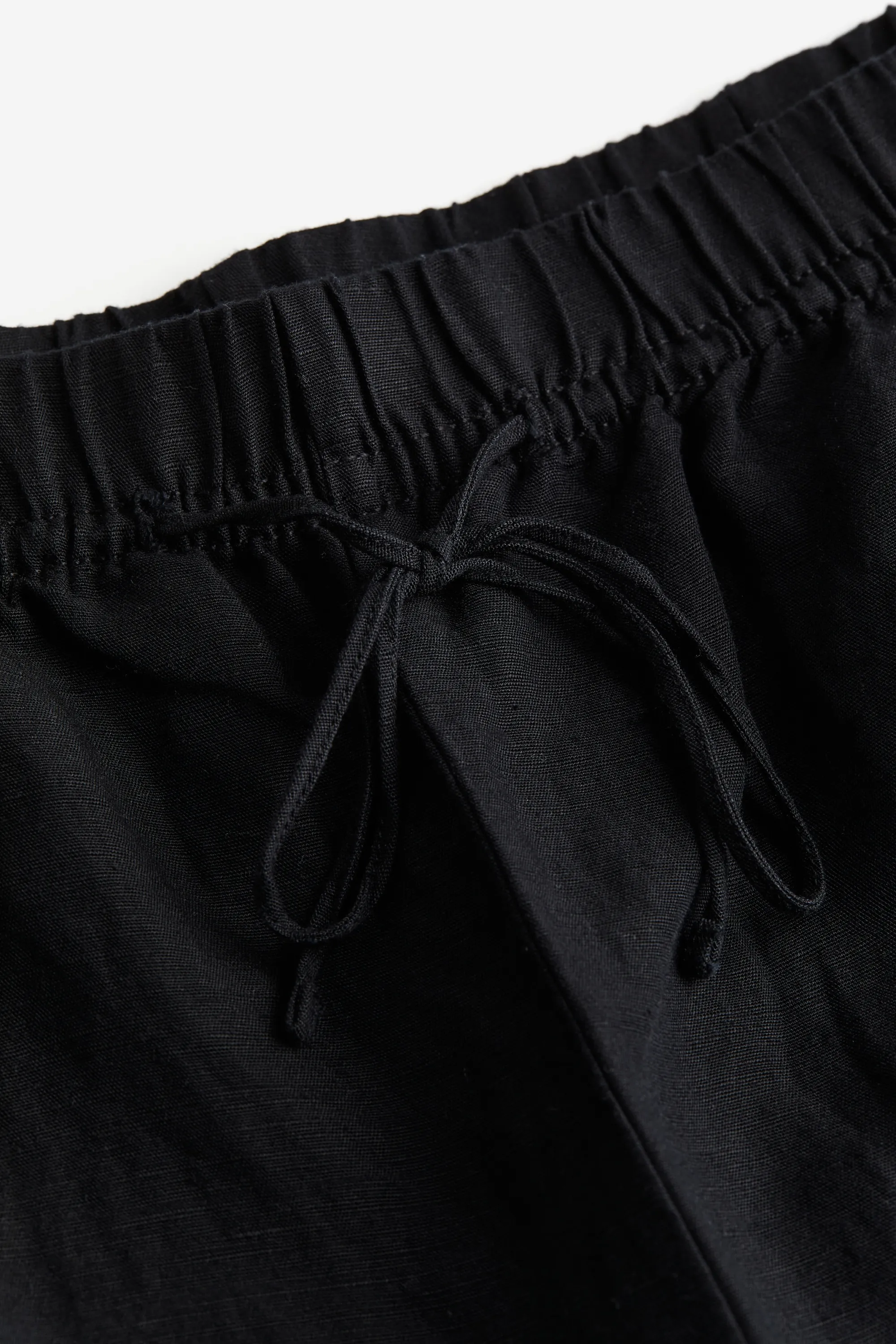 Pantalon en lin mélangé avec taille élastique - Noir