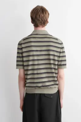 POLO EN MAILLE DE LIN - BEIGE / BRUN / RAYURES — photo 4