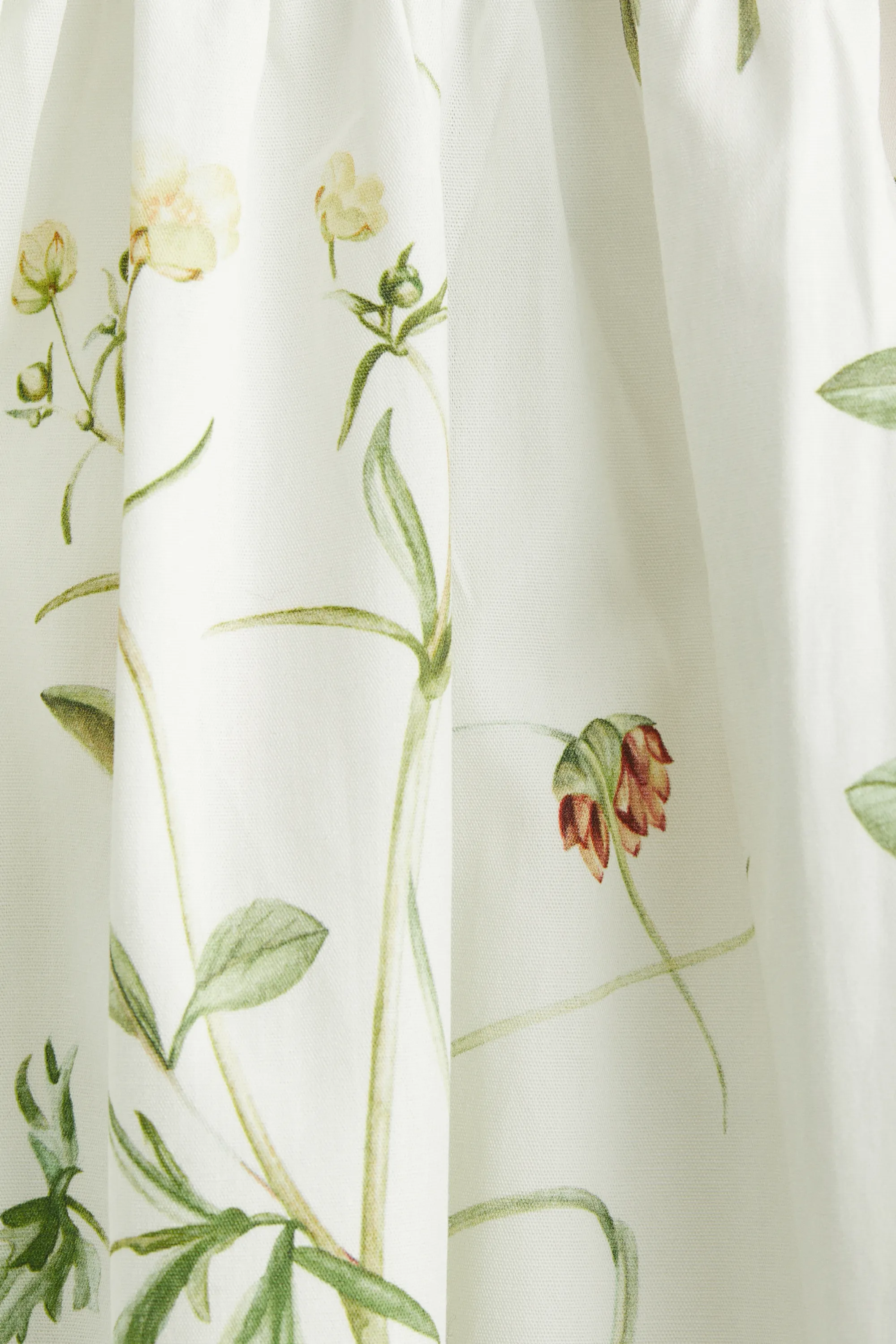 Robe avec corsage smocké - Blanc/fleuri