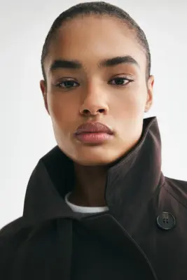 Trench-coat court avec ceinture à nouer - Marron foncé — photo 2