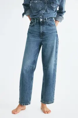 Barrel High Waist Ankle Jeans - Bleu denim — photo 1