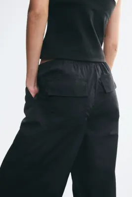 Pantalon parachute en nylon - Noir — photo 2
