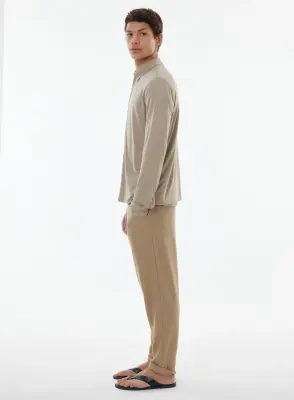 Chemise Beige Manches Longues en Lyocell / Tencel / Coton — photo 2