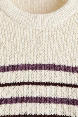 Pull Relaxed Fit en maille côtelée - Crème/rayé — photo 4