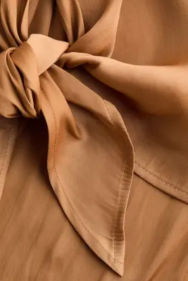 Top asymétrique avec liens à nouer - Beige foncé — photo 4