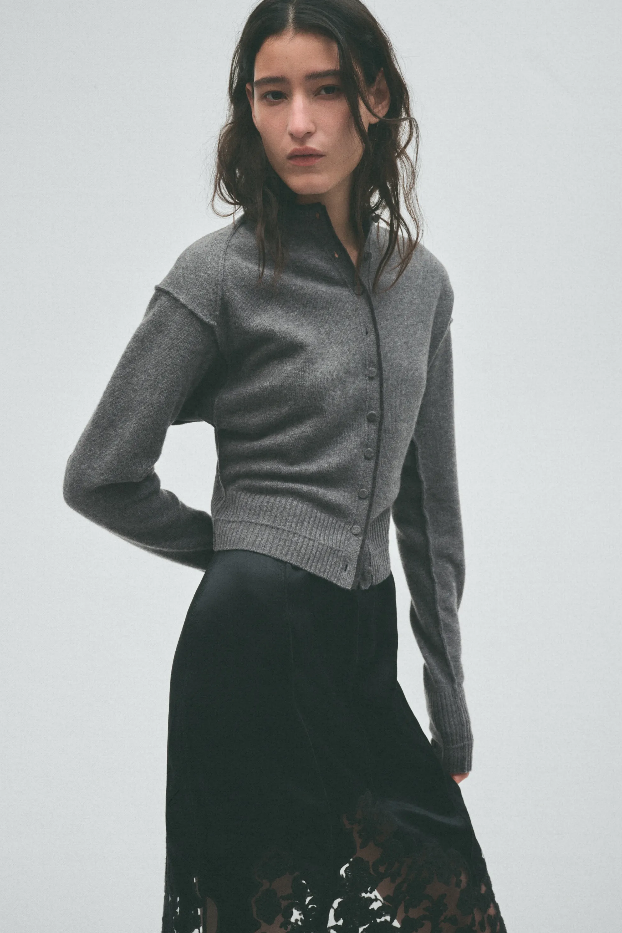 Gilet en laine mérinos - Gris chiné