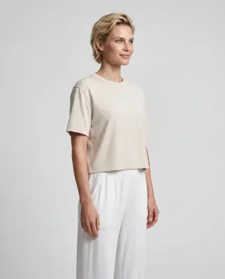 Sweat Blanc Col Rond Manches Courtes en Viscose / Elasthanne — photo 4