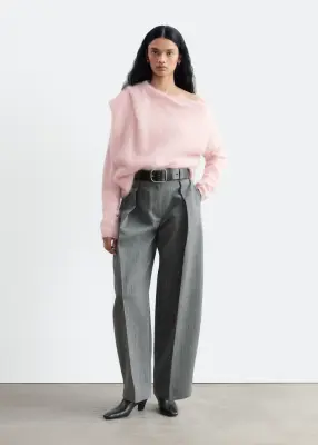 Pull en laine mérinos à encolure drapée - Rose — photo 1