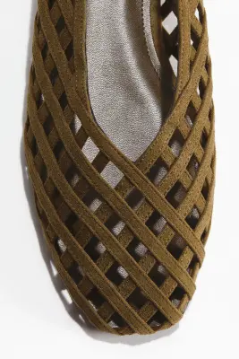 Ballerines à effet tressé - Vert kaki foncé — photo 4