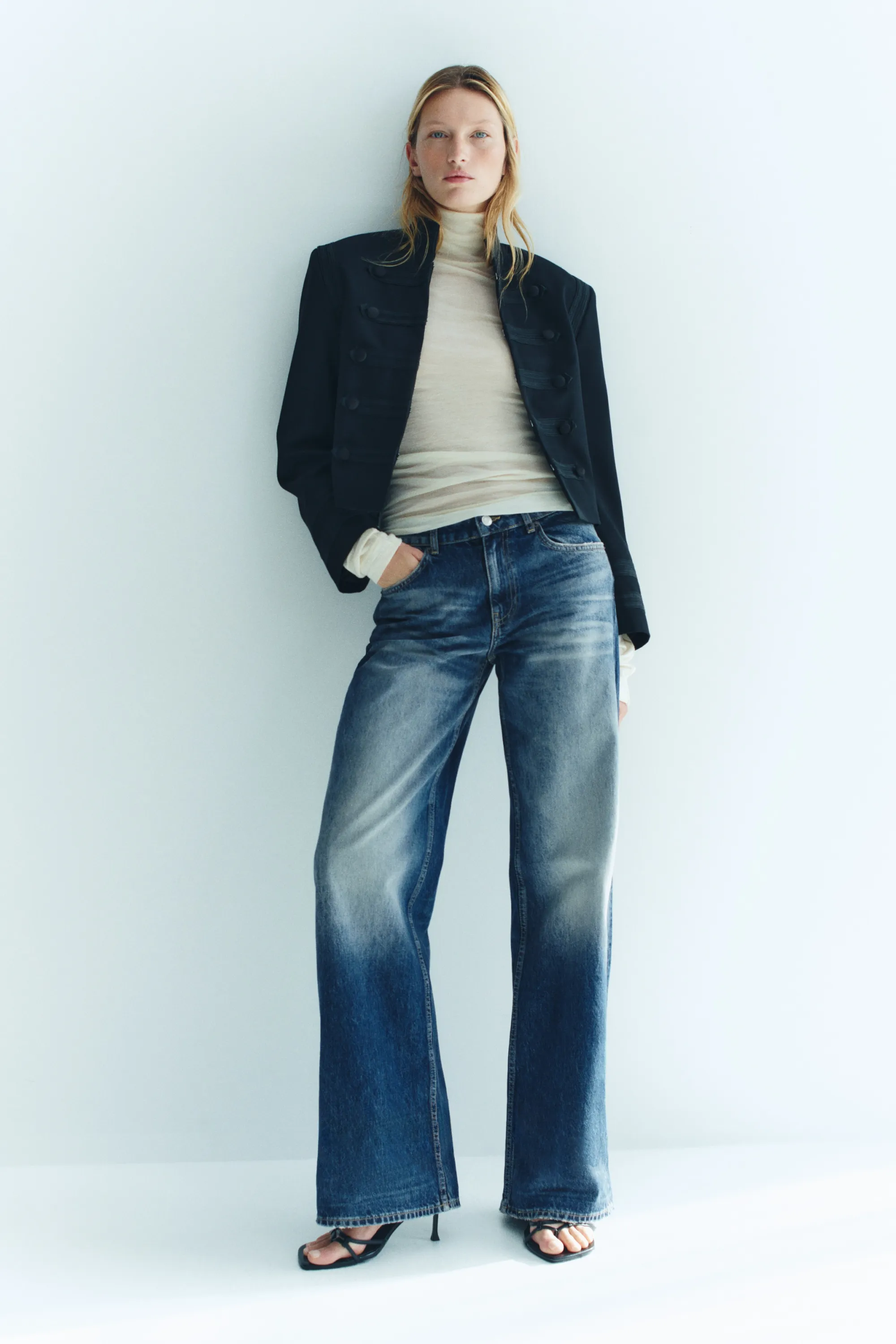 Tall Fit Wide Regular Waist Jeans - Bleu denim