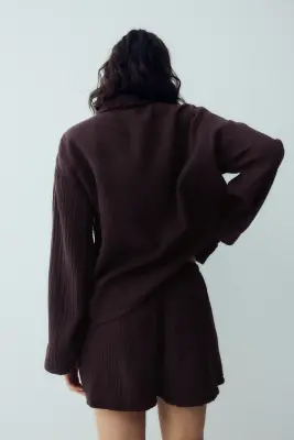 Chemise et short de pyjama - Marron foncé — photo 3