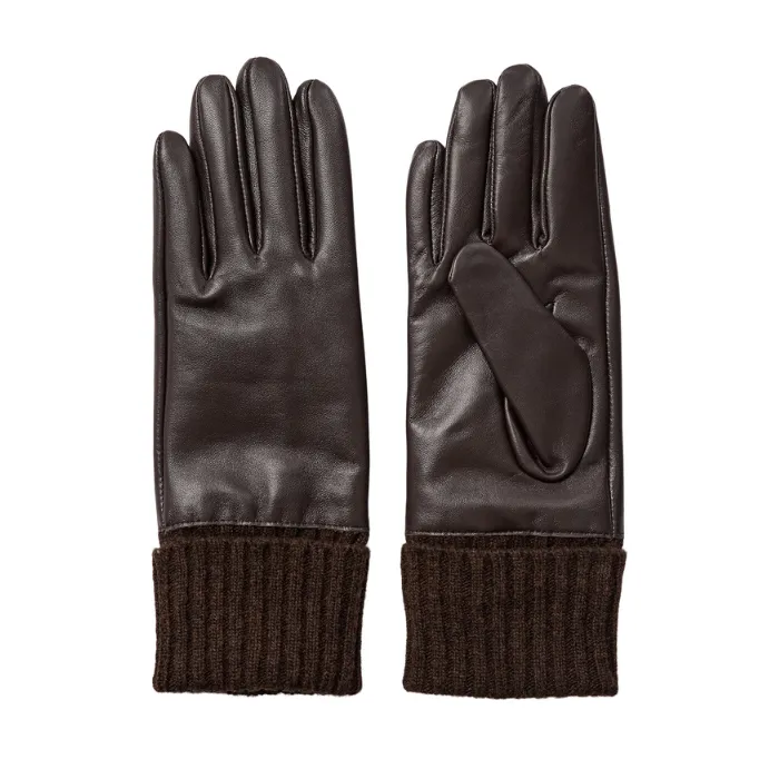 Gants Birna Cuir Chocolat