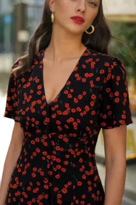 Leonie Dress - Black red floral — photo 3