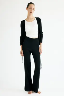 Pantalon en maille côtelée - Noir — photo 1
