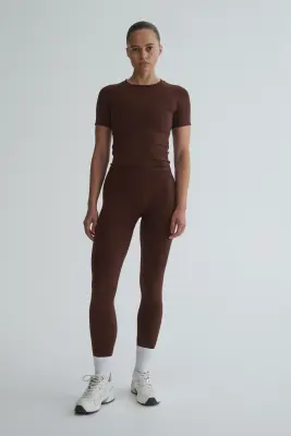 Seamless Slim Fit Sports T-shirt with DryMove™ - Marron — photo 2