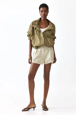 Short en twill de lin mélangé - Beige clair — photo 2
