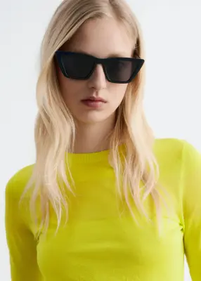 Lunettes de soleil œil de chat angulaires - Noir — photo 1