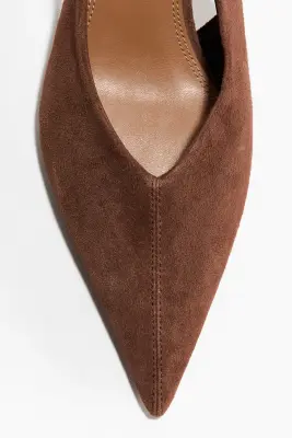 Escarpins en cuir avec talon kitten heel - Marron — photo 2