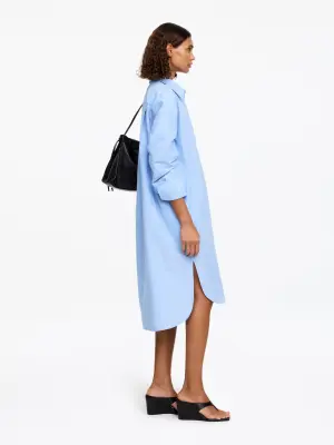 Robe-chemise ample en coton - Bleu/Rayé — photo 2