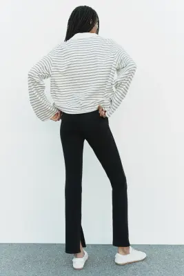 Pantalon à taille élastique en jersey romanite - Noir — photo 2