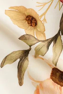Veste oversize avec ceinture à nouer - Crème/fleuri — photo 4