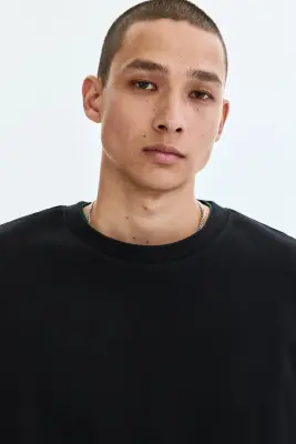 T-shirt Loose Fit en interlock - Noir — photo 2