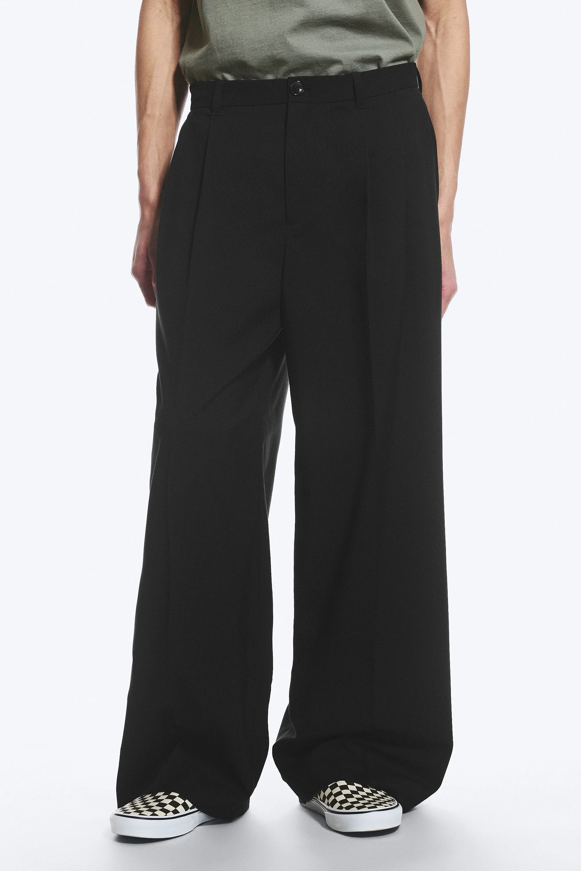 Nate Pantalon Taille Standard Coupe Droite Ample - Noir